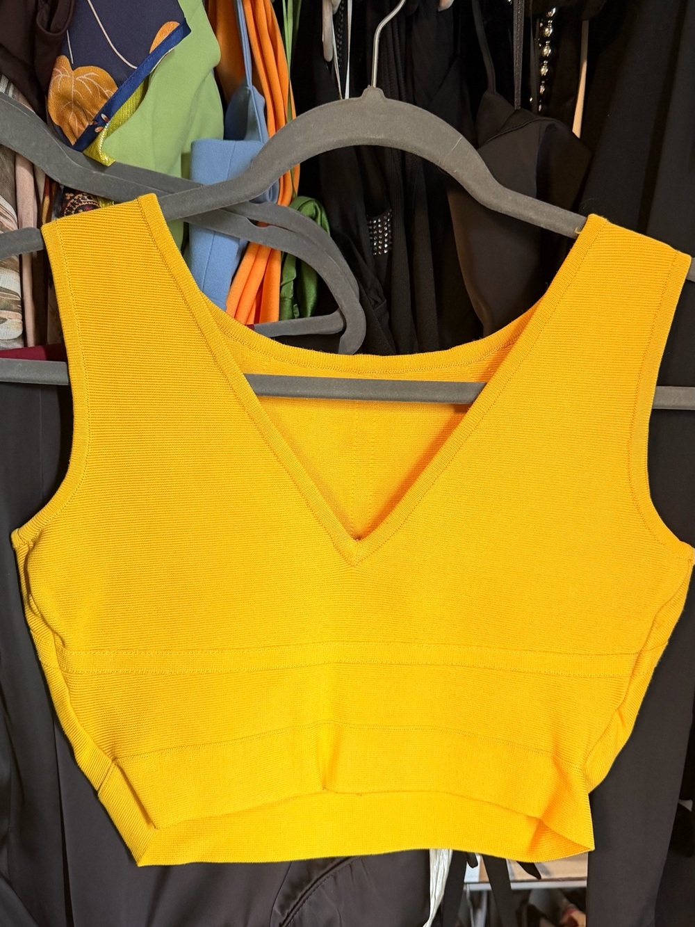 BCBGMaxAzria Bright Yellow V-Neck Top